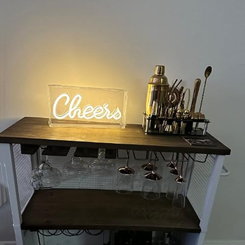Miniatura 4 de Letrero de neón con texto en inglés "Cheers", caja de luz de neón con texto en 3D para decoración de mesa, decoración de pared, bar, pub, despedida