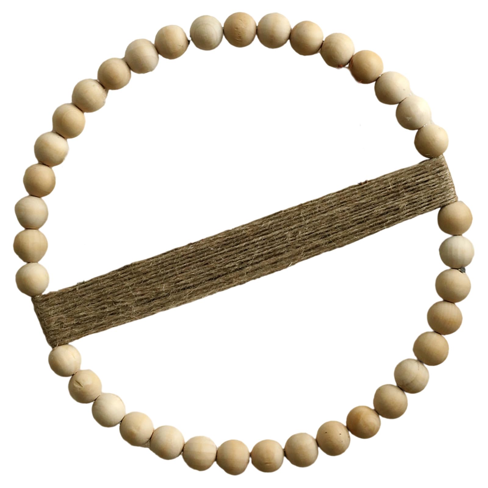 Jazuaiao Unique Round Frame Macrames Wall Hanging Ornament Handwoven Rope Wood Beads Dried Flower Holder for Stylish Interior Large Wall Ornament