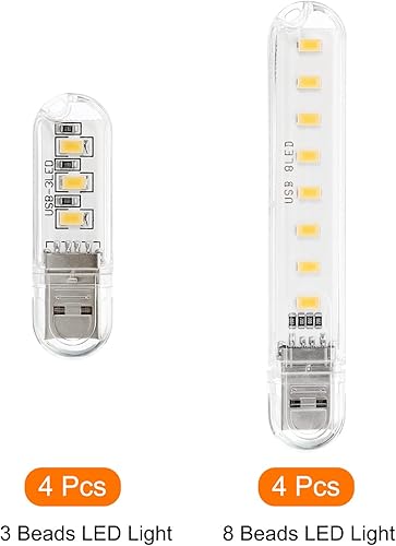 Miniatura 3 de PATIKIL Luz nocturna USB, paquete de 8 mini lámpara LED portátil enchufable para decoración del hogar, lectura, dormir, campamento, blanco cálido