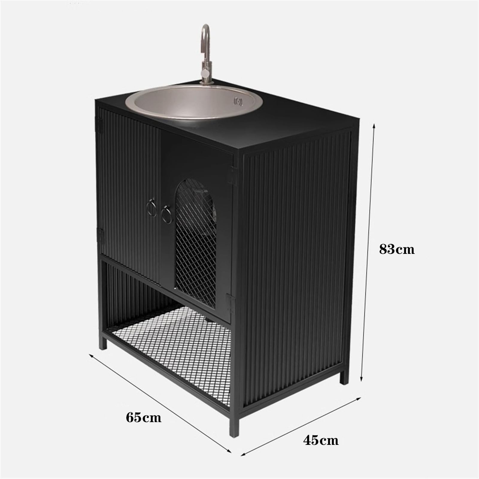 Lavabo del baño Mueble de baño con Lavabo Acero Inoxidable y Mueble Almacenamiento Estilo Industrial(Orange)
