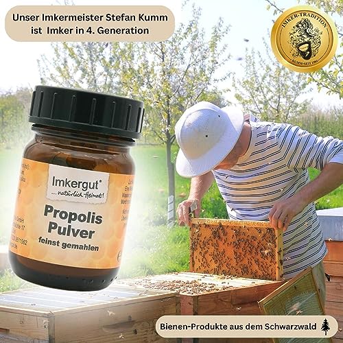 Propolis Pulver | Propolis fein gemahlen und sorgfältig gesiebt | Gefriergetrocknet | Qualität vom Imker | 20g im Schraubglas | Imkergut