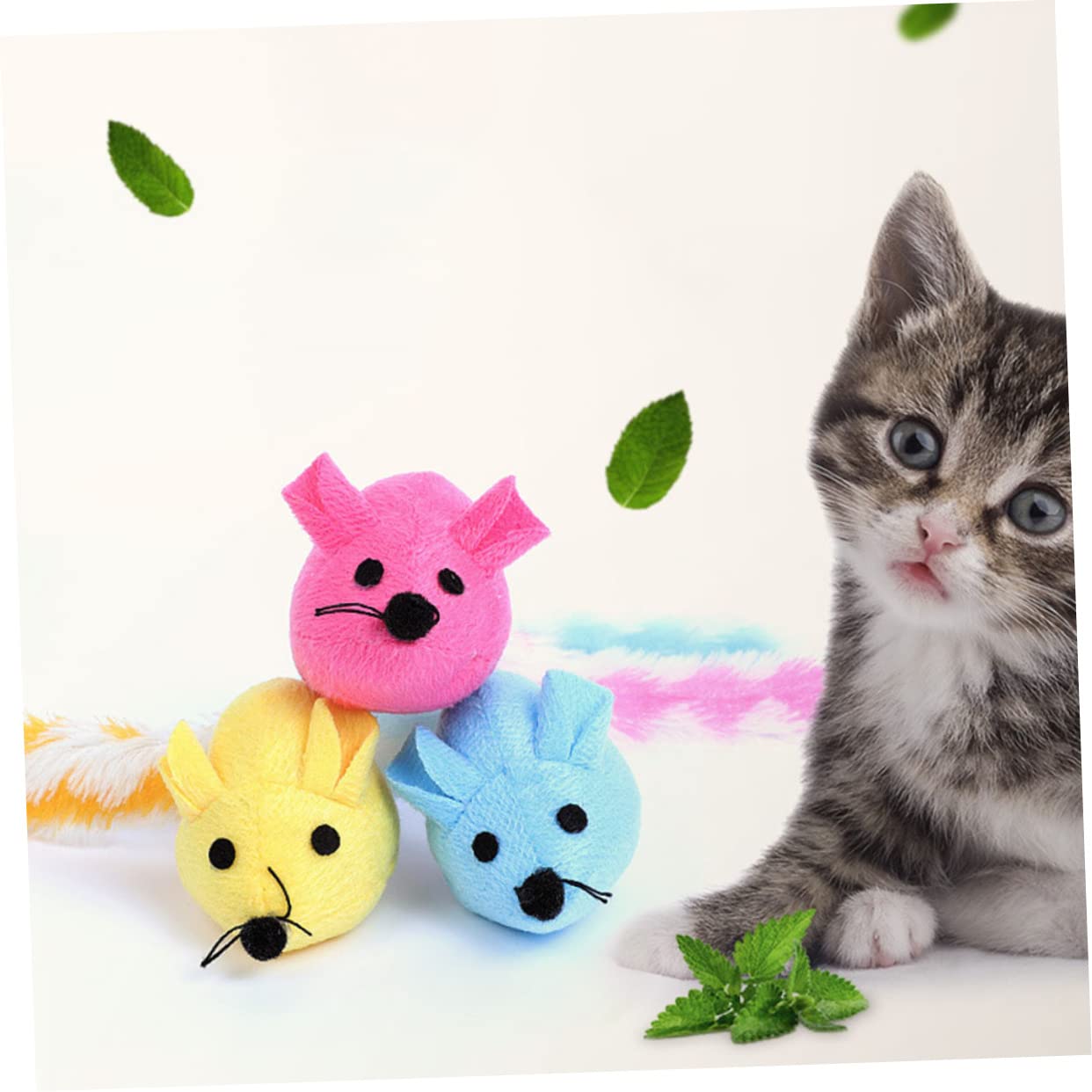Happyyami 15pezzi Giocattoli Peluche Per Gatti Di Topi Colorati Per Stimolazione Indoor Giocattoli Con Gatta Per Attività e Divertimento Feline