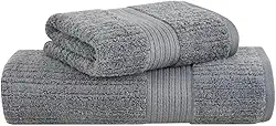 Toalha de Banho e Rosto Buddemeyer Luxo Fio Penteado 2 Peças Premium Alta Absorção Cor:Cinza Escuro 1839