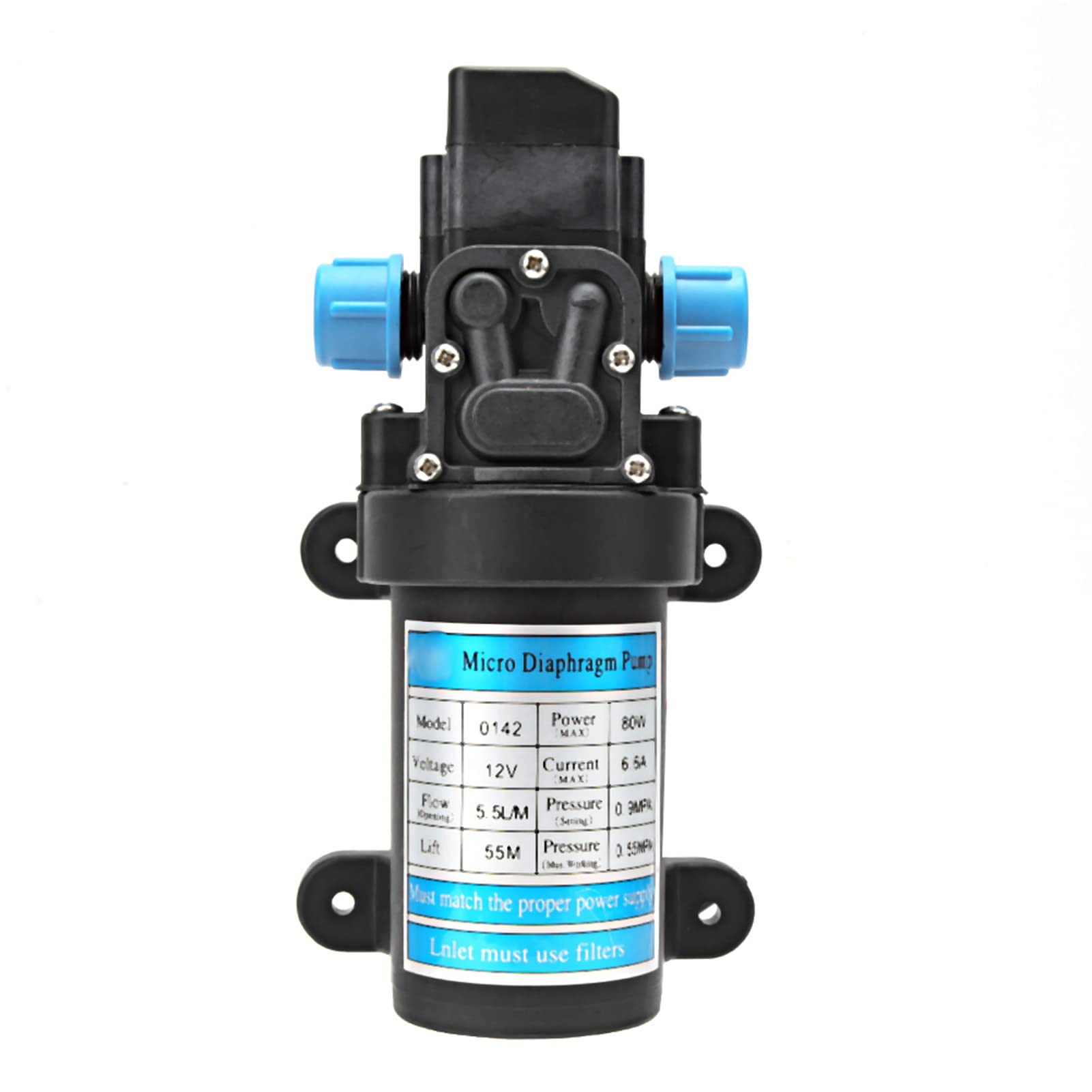 Dioche Bomba de Diafragma Eléctrica Autocebante de Alta Presión DC 12V 80W para Aplicaciones de Lavado de Coches y Jardinería