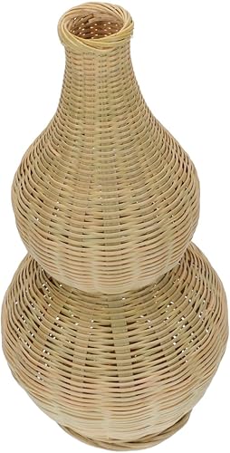 jojofuny Jarrón de flores tejido de ratán, jarrones decorativos de mimbre alto, hecho a mano, cestas rústicas para arreglos florales, decoración de