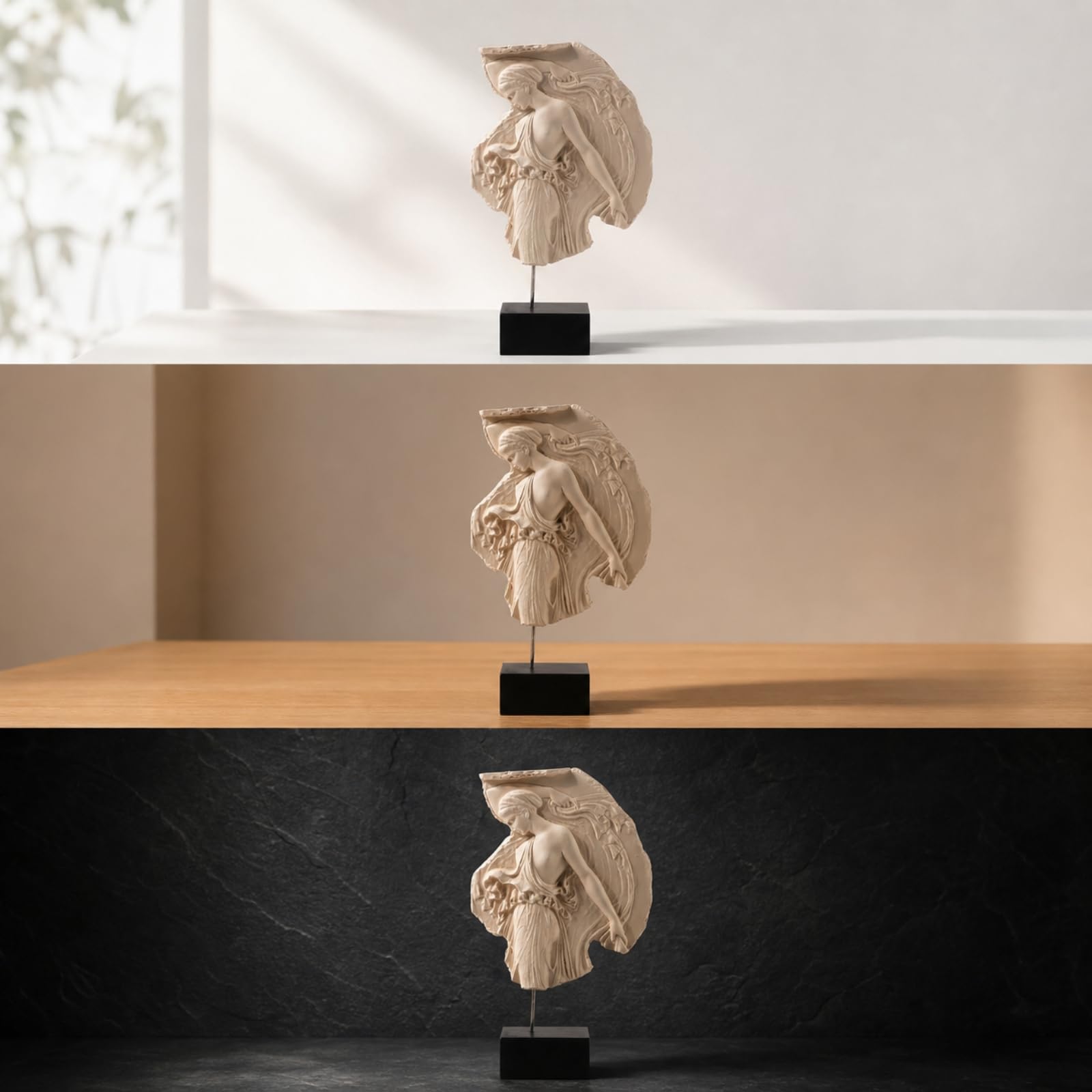 MagiDeal Escultura Mitológica Estatua Figurina Busto Relieve con Material de Resina Duradera y Base Rectangular Adecuada para Hogar Contemporáneo Oficina Privada Entrada Chimenea Escritorio
