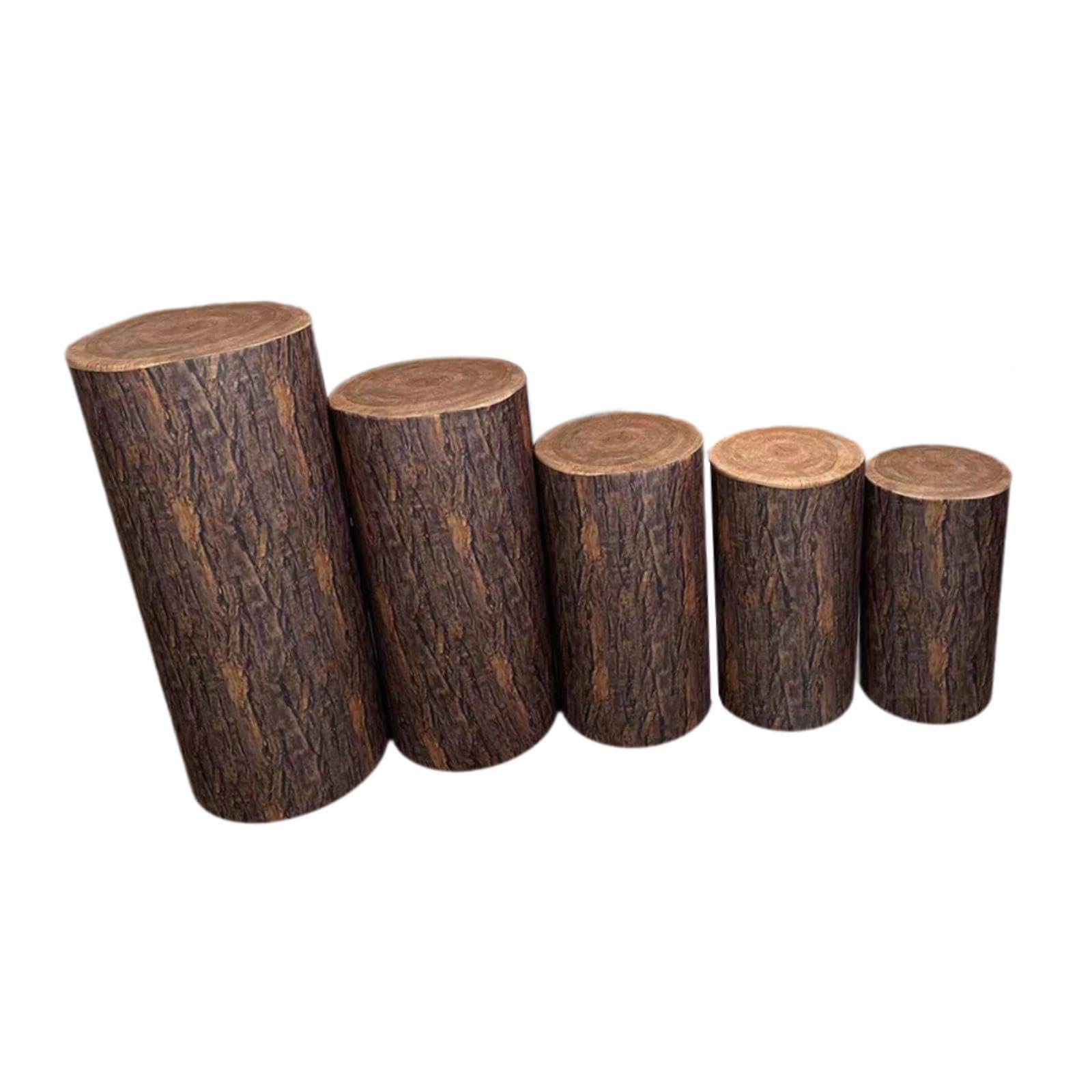 rockible 5 Fundas para Soportes Cilíndricos para Decoración de Bodas Y Fiestas, Grano de Madera