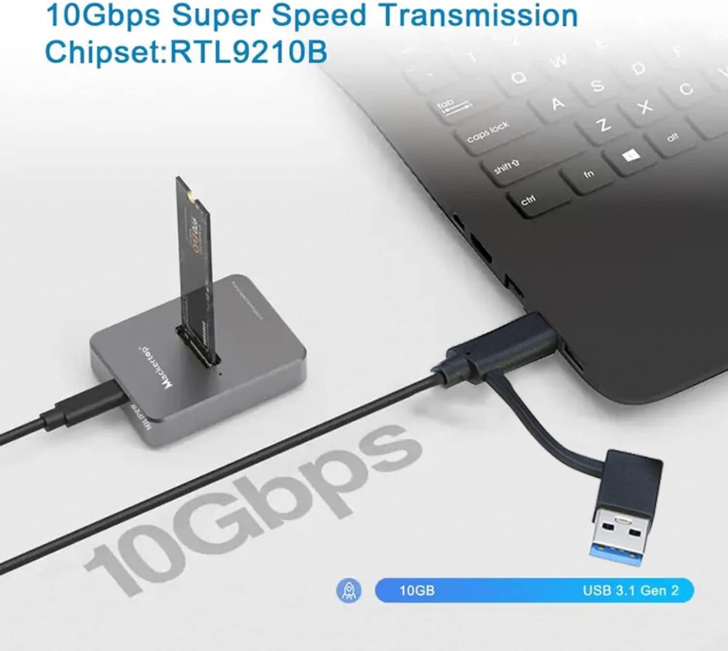 M.2 NVMe & SATA to USB C Docking Station, Aluminum Alloy M.2 SSD to USB A C Reader Adapter for 2280 2260 2242 2230 Enclosure, Fits Both M.2 (M Key, B+M Key) NVMe and SATA NGFF SSDs