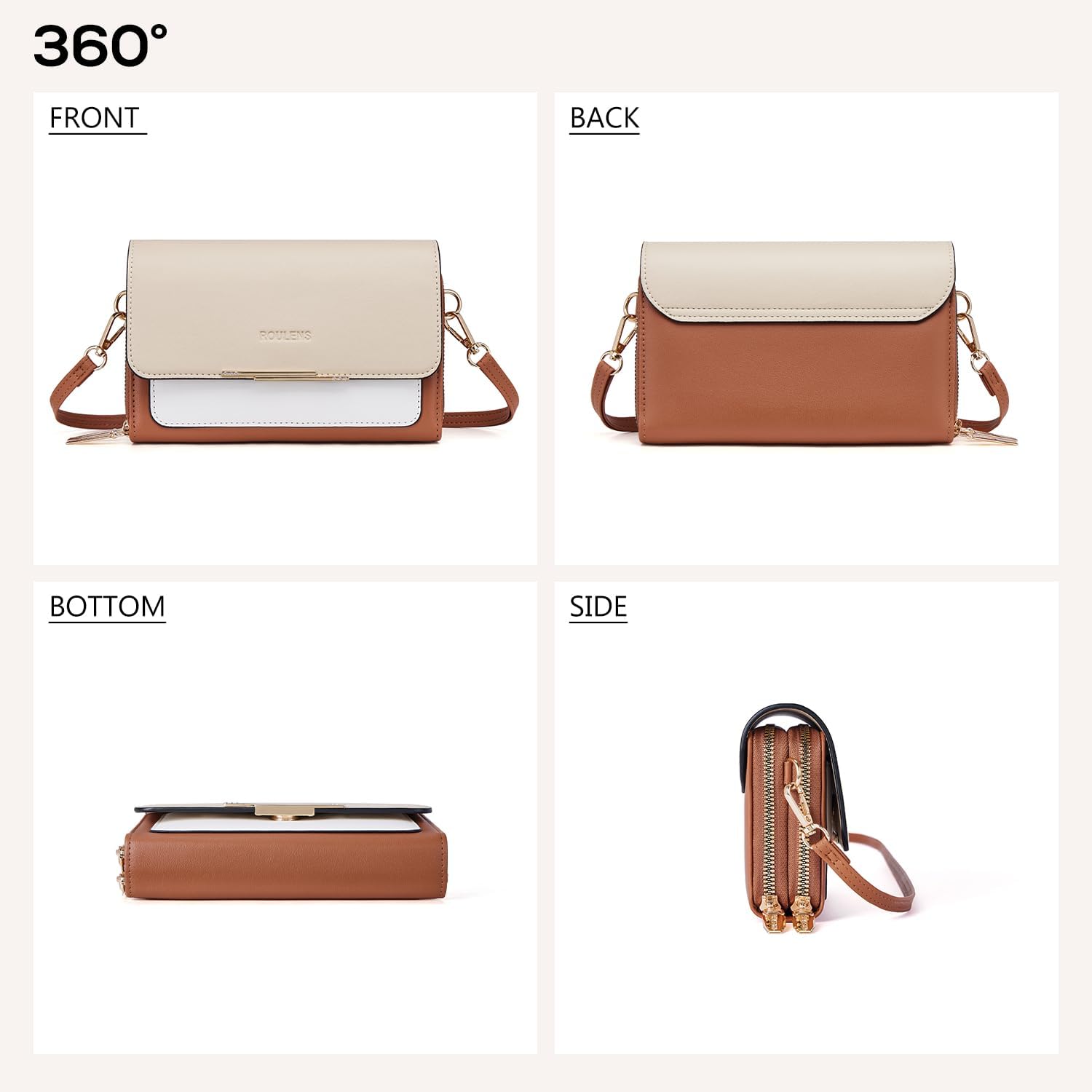 Roulens Small Crossbody Bag for Women,Cell Phone Purse Women's Shoulder Handbags Wallet Purse with Credit Card Slots - Image 4