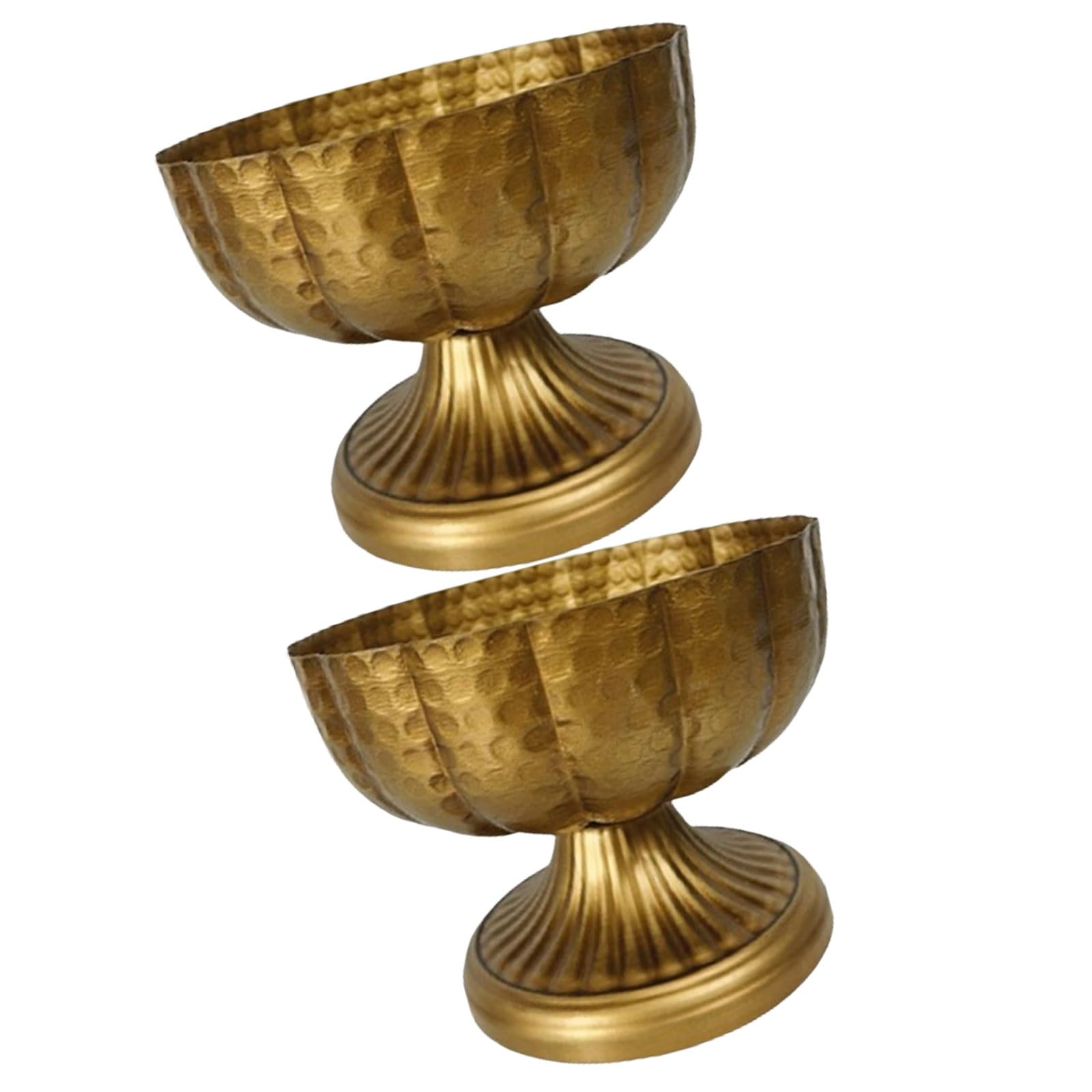 Stylish Flower Vases for Tabletops Set of 2 Small Iron Compote Bowls with Elegant Charm for Wedding Supplies and Event Vintage Gold Vase