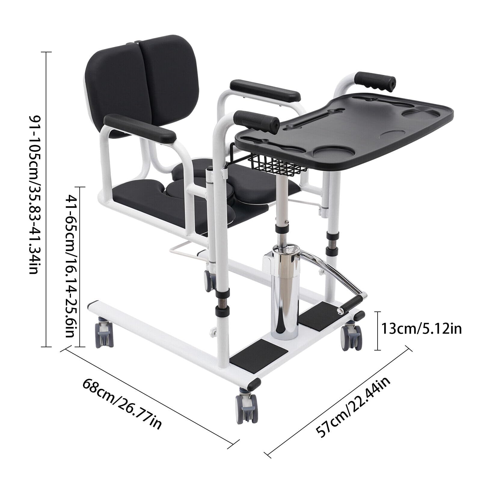 Sollevatore portatile per anziani e anziani, sollevatore disabili,supporto per trasferimento, sedia da doccia multifunzione con seduta divisa a 180°, portata 150 kg (nero)