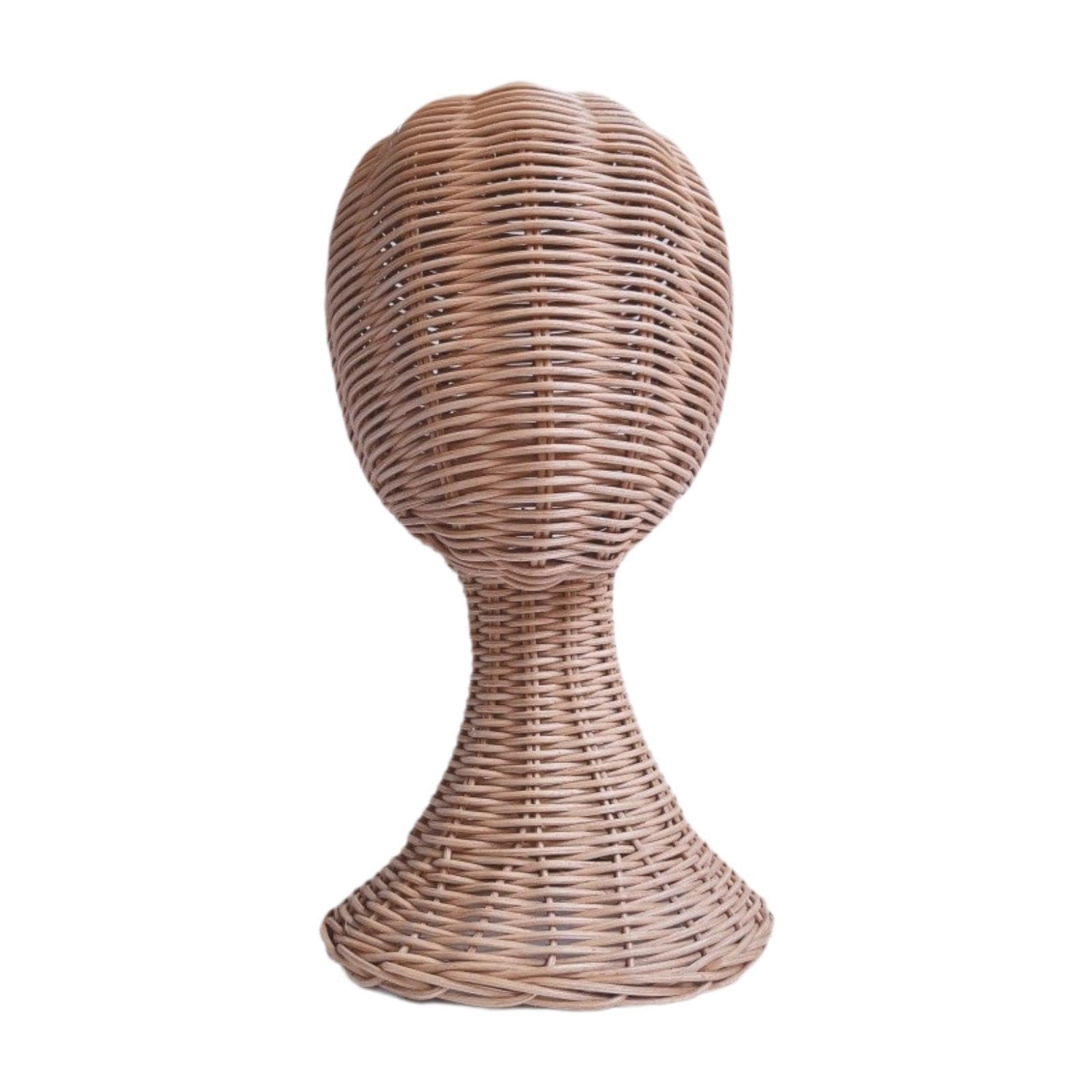 perfk Supporto per parrucca con supporto per testa di manichino, modello di visualizzazione per parrucche in rattan professionale alla moda, porta cappelli,