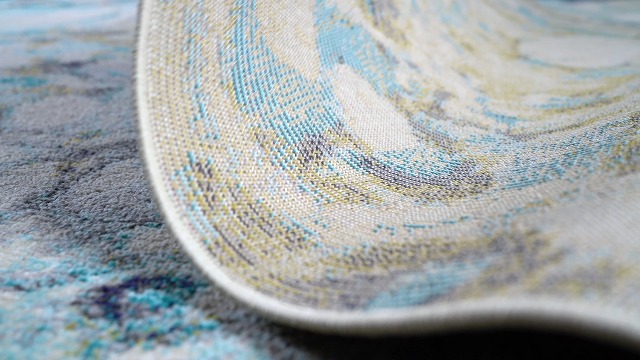 Tapete corredor abstracto azul/beige 2x8 miniatura 7