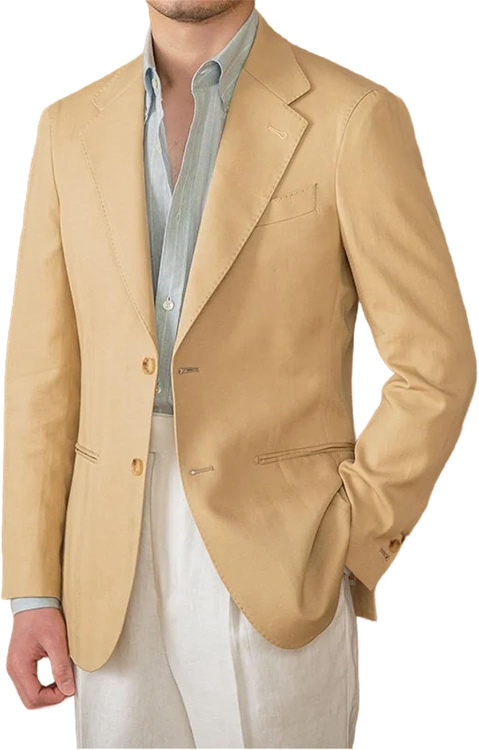 Men's Tencel Linen Cotton Blend Casual Suit Jacket Long sleeves Breathable Elegant Formal Wear Coats