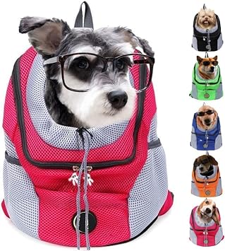 Dog Carrier Backpack, Summer Dog Backpack,Breathable Dog Backpack Carrier for Small Medium Dogs Cats 0-26 Lbs,Travel Dog Packs for Hiking Walking Biking Camping S1-3kg,Pink