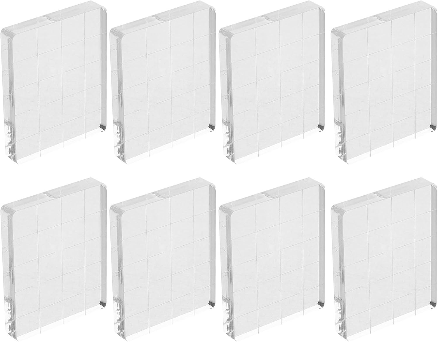8pcs Acrylic Stamp Block - 2x1.6 Clear Stamping Blocks Tools with Grid Lines for Scrapbooking Crafts Card Making and Decorative DIY Essential Tool