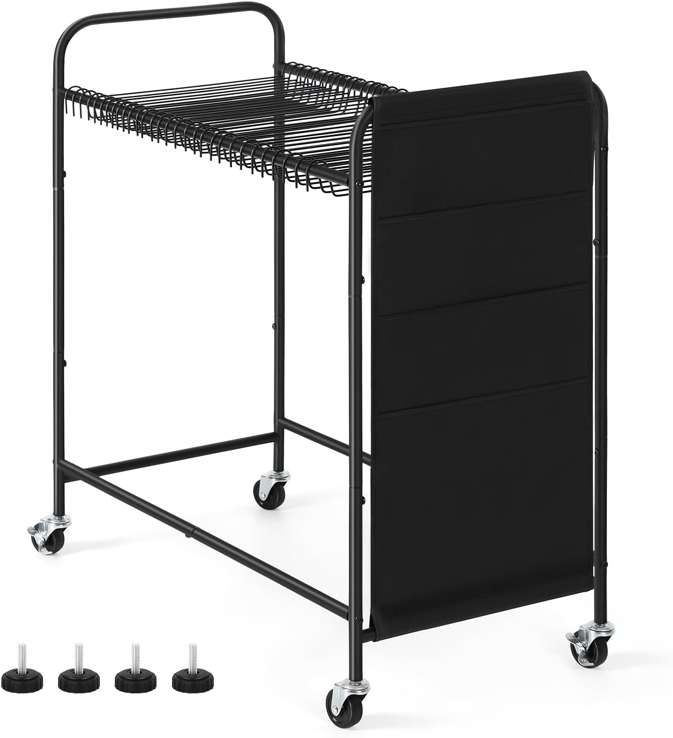 Pants Hangers Rolling Pants Trolley Pants Rack with 30 Hangers Closet Organizer for Jeans Trousers Skirts, Black
