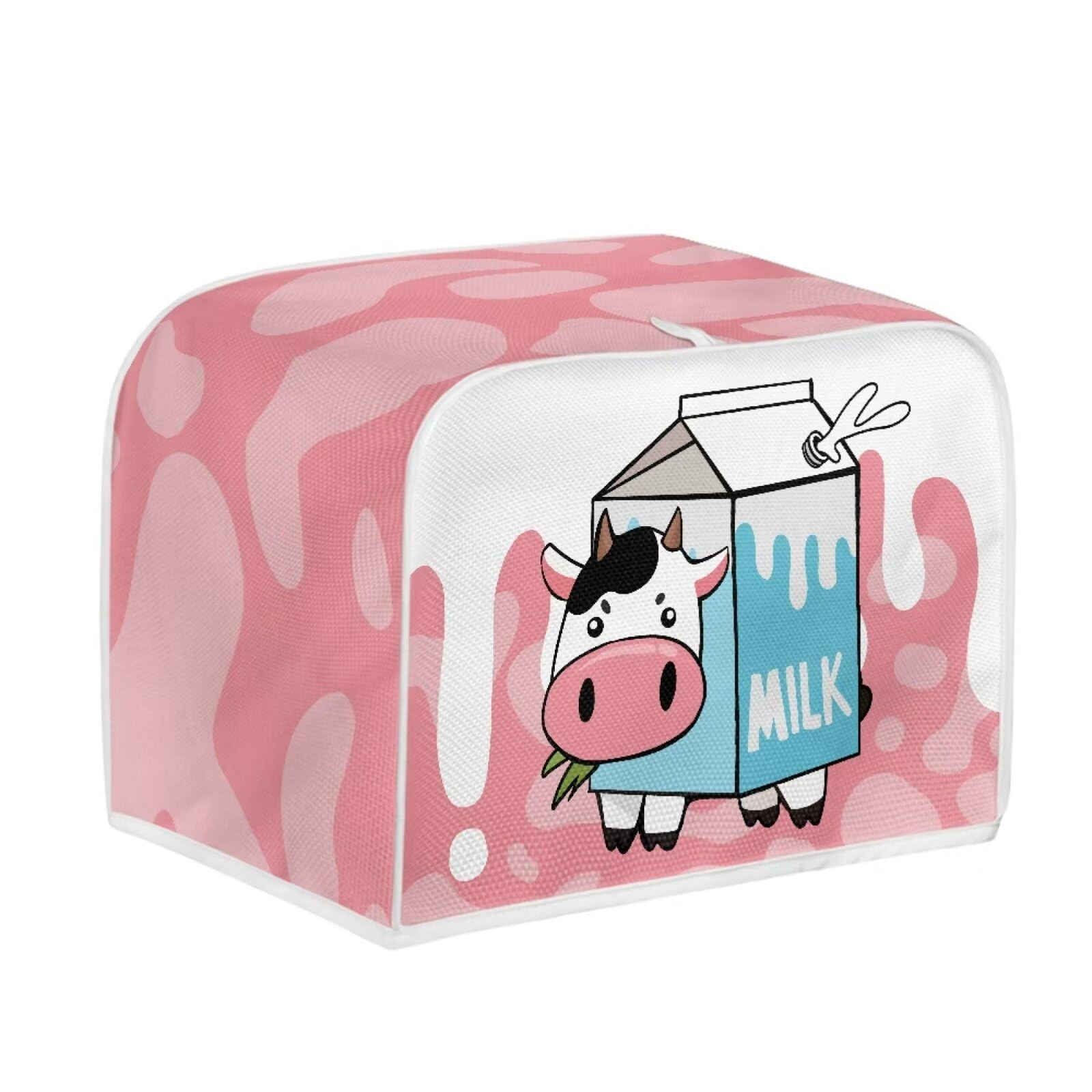 Jiquruby Cute Milk Print Toaster Cover,4 Slice Bread Toaster Cover Bakeware Protector, Washable Anti-Sputtering Toaster Dust Cover, Dust fingerprint Protection