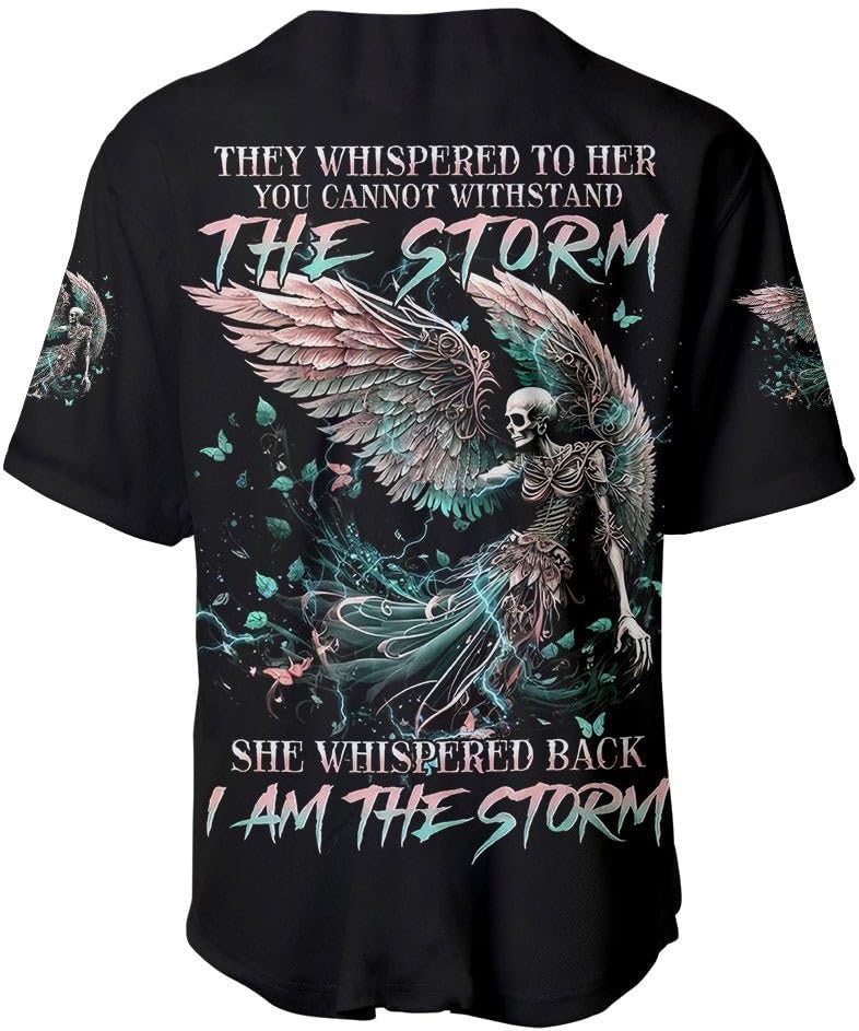 Angel Skull Baseball Jersey Women 3D Printed Skull Wings Women Jersey Funny Sayings Baseball Shirt Birthday Gift for Girls