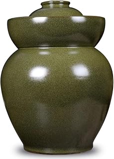 Antique Sealed Fermentation Jar, High Temperature Fired Kaolin Pickle Jar, Traditional Water Seal Design, Grain Storage Container(10kg/352.7oz)