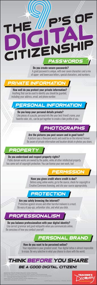 Teacher's Discovery The 9 P's of Digital Citizenship Skinny Poster