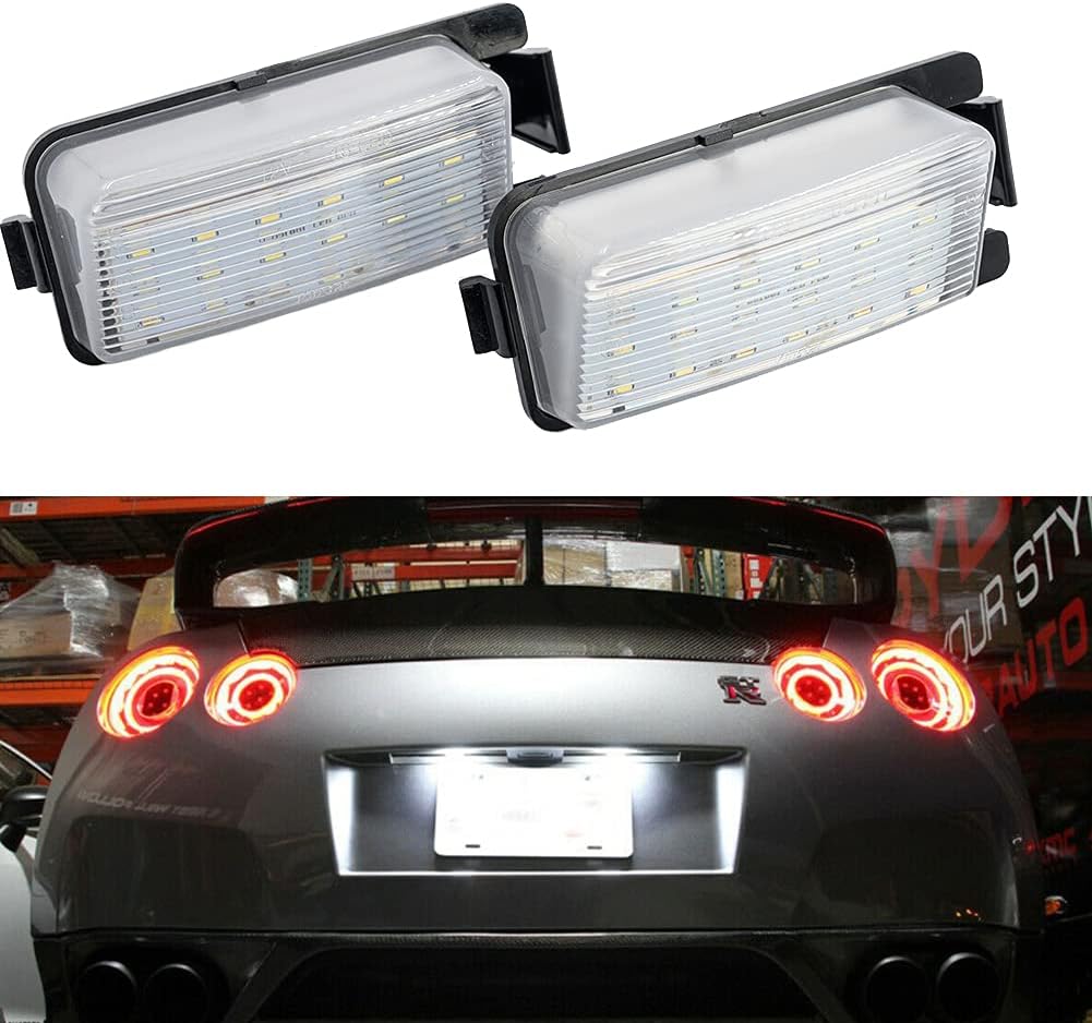 2Pcs LED License Plate Lights Number Lamp for Ni.ssan 350Z GTR Versa for Infiniti G35 G37 Powered by High Power SMD Xenon White LED Error Free