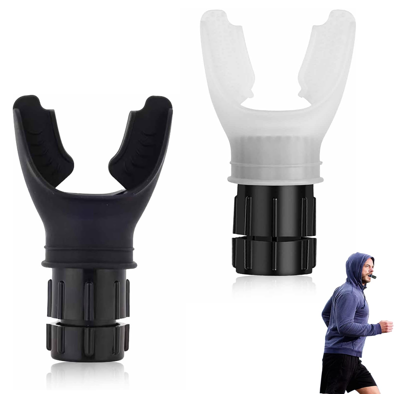 vcsjw 2 x Portable Breathing Trainer, Breathing Trainer, Lung Trainer, Breathing Trainer, Lung Exercise Device with Adjustable Resistance, Improves Strength Endurance (White and Black)