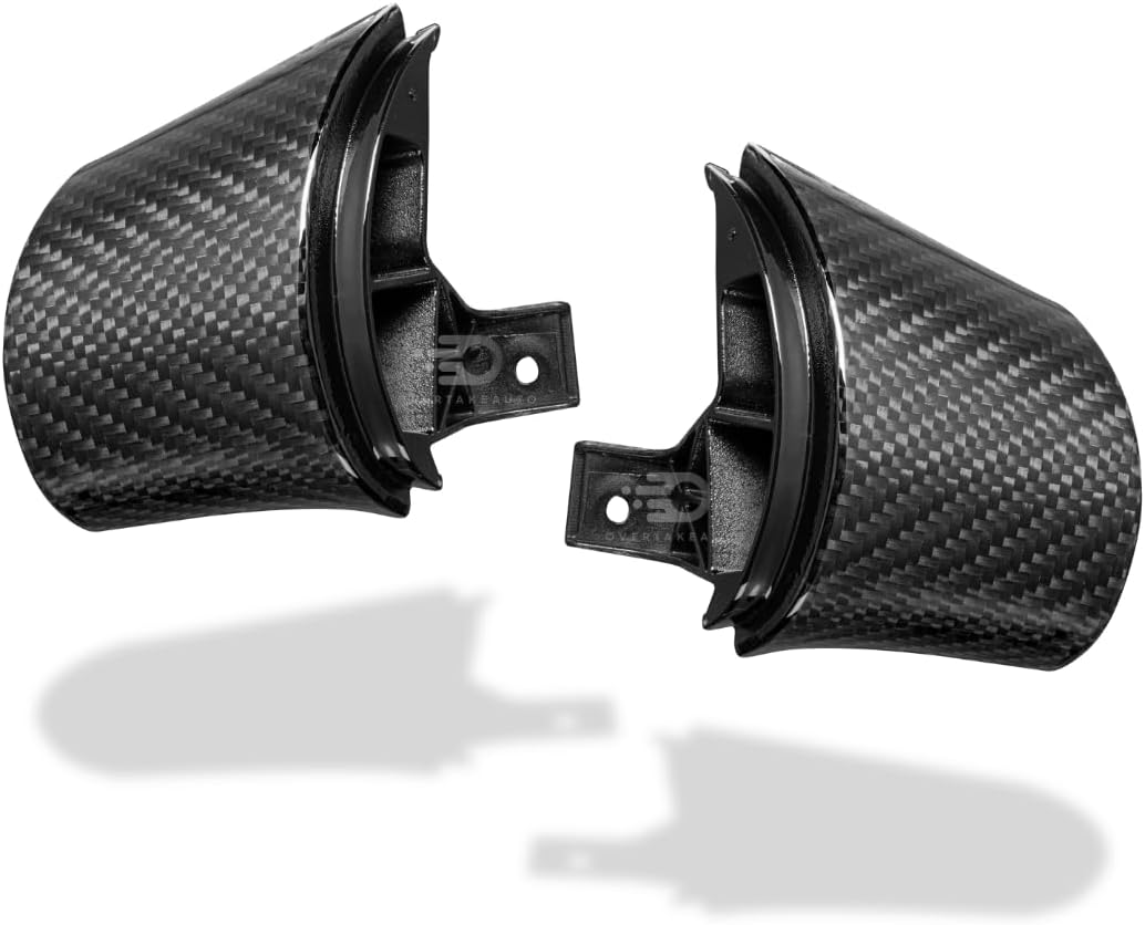 Real Carbon Fiber Steering Wheel Button Trim Cover Frame Bezels, Compatible with Chevy Corvette C6 2006-2011 Interior Accessories Carbon Fiber Replacement Part (No Button Holes)
