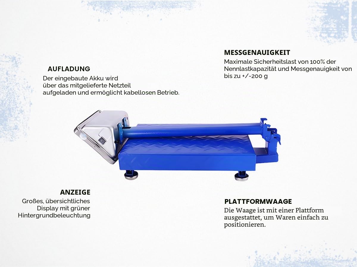 HDWR wagPRO-P150 Plattformwaage 150 kg, klappbare Paketwaage, Tara