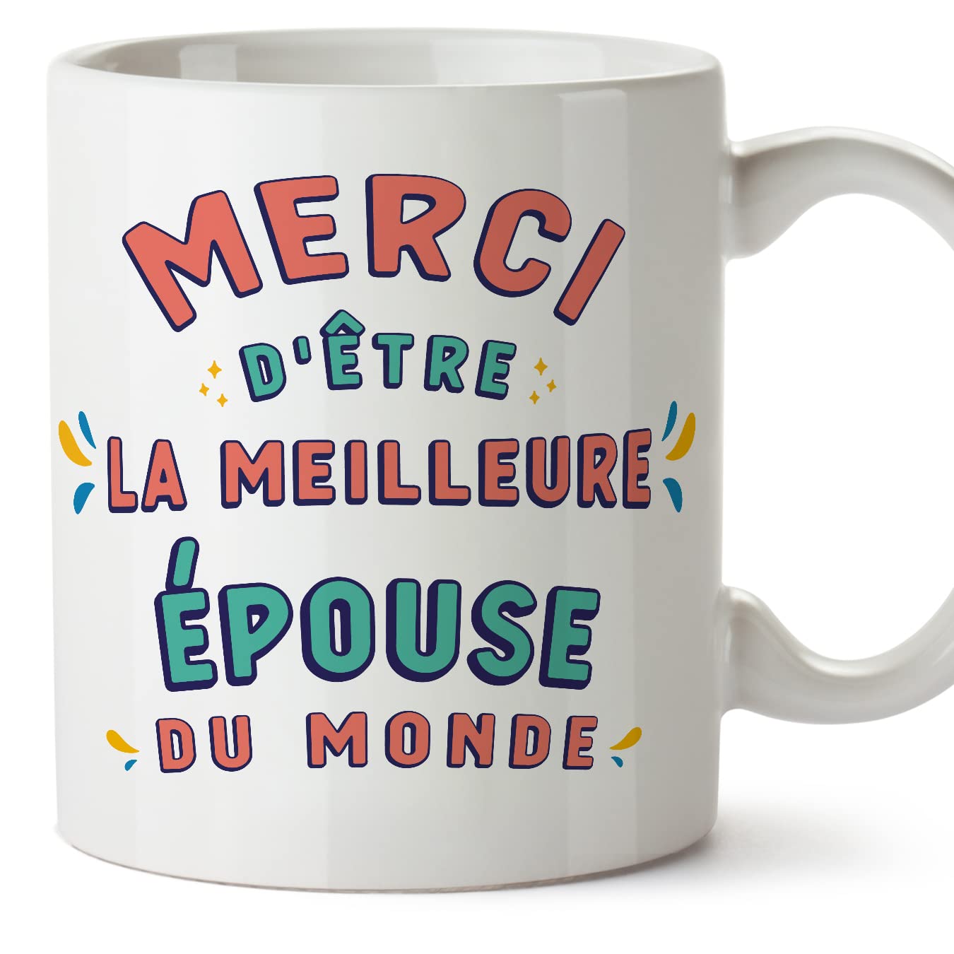 MUGFFINS Wife Mug - in French - Merci d'être le Meilleur - Funny Gift - Ceramic 11oz Mug