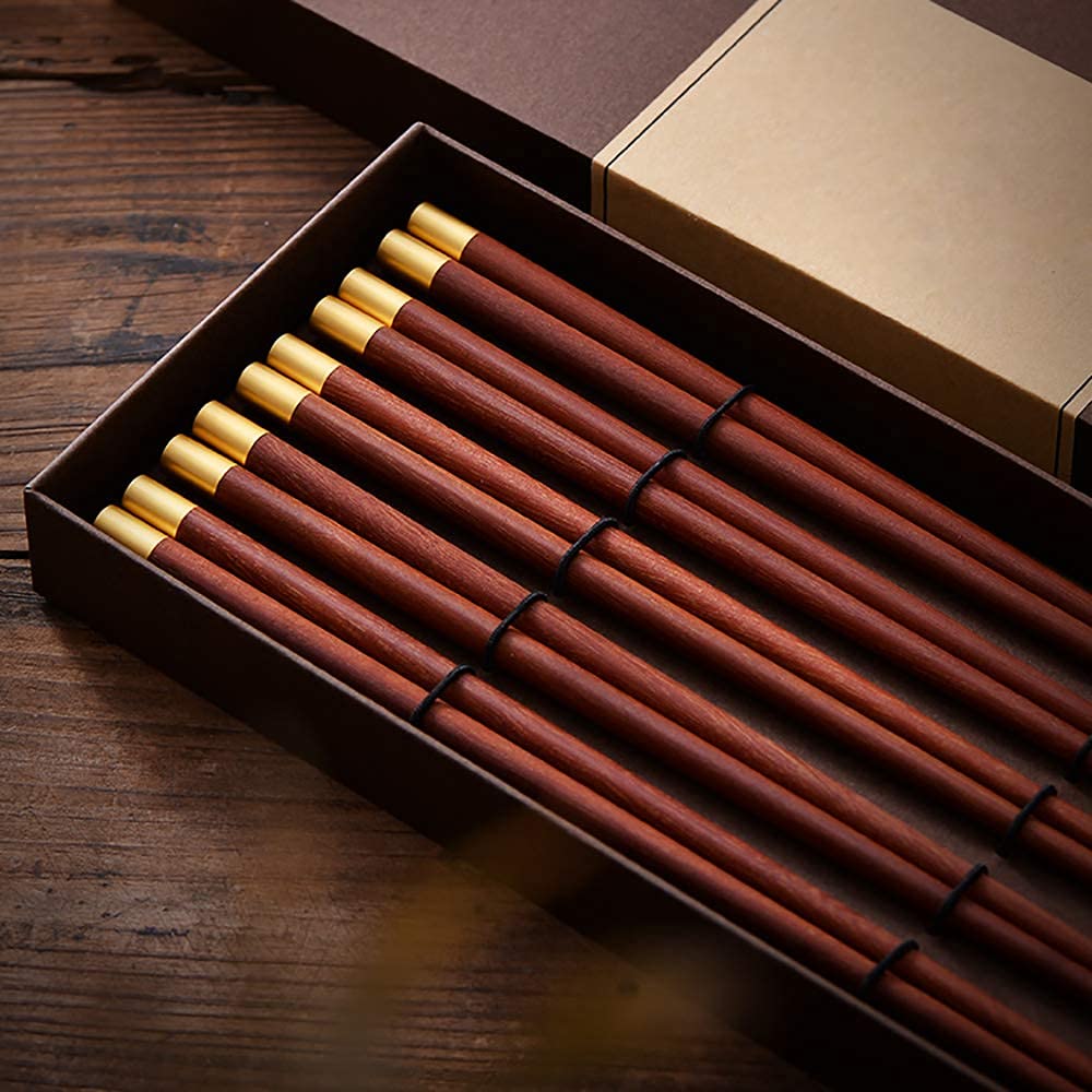 2 paia di bacchette riutilizzabili in legno, con squisita confezione, bacchette in legno per sushi, per cucina, sala da pranzo, gourmet, tagliatelle, hot pot, ecc., 25 cm (Q)