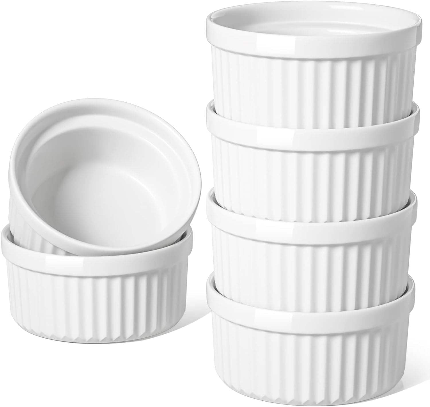 Ramekin Bowls | 100 ML | Kitchen Accessories Items, Bowl, Bowl Sets, Serving Bowl, Salad Bowl, Cereal Bowl, Dessert Bowl for Puddings, Ramekins for Baking, Souffle (Pack of 6)