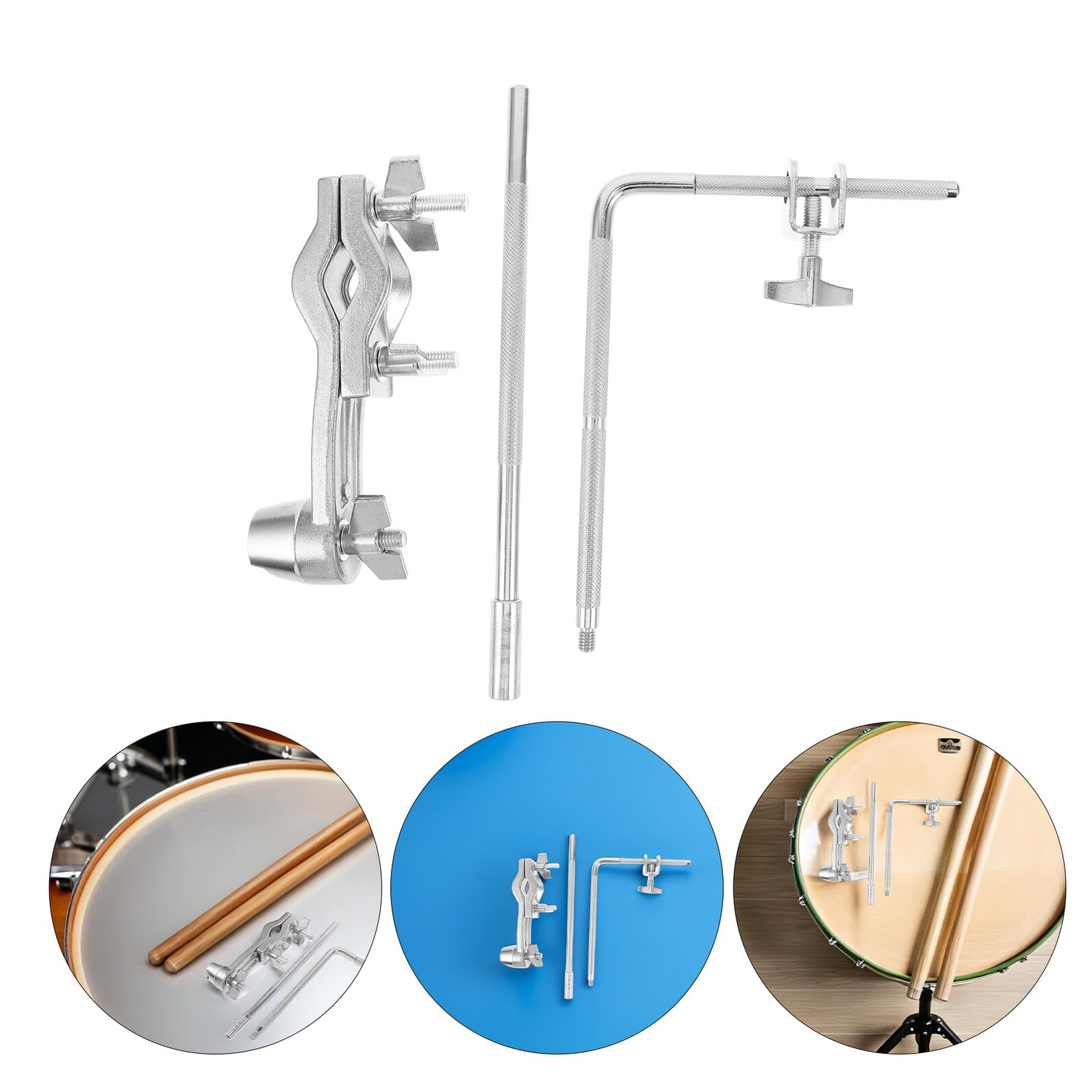 TOYANDONA Morsetto Per Campanacci Staffa Di Montaggio Per Campanacci Da Batteria Blocco Antiscivolo Asta Compatibile Con Rack Per Batteria Per Percussioni Jazz Rock Studio e Performance Live