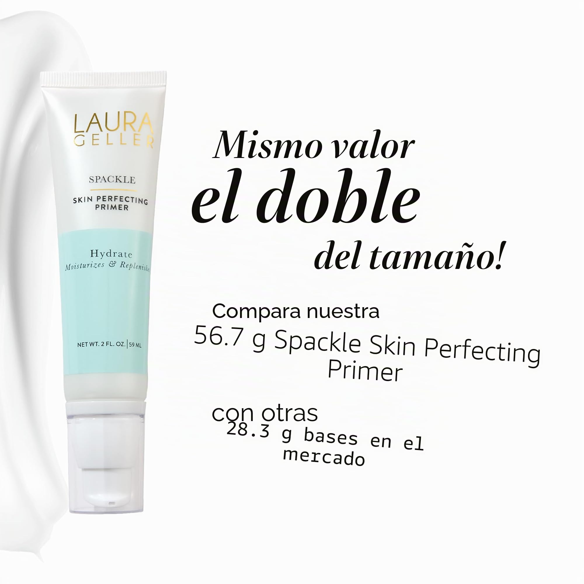 LAURA GELLER NEW YORK Spackle Super-Size - Hydrate - 59 ml - Maquillaje perfeccionador de la piel con ácido hialurónico - Prebase de maquillaje facial de larga duración