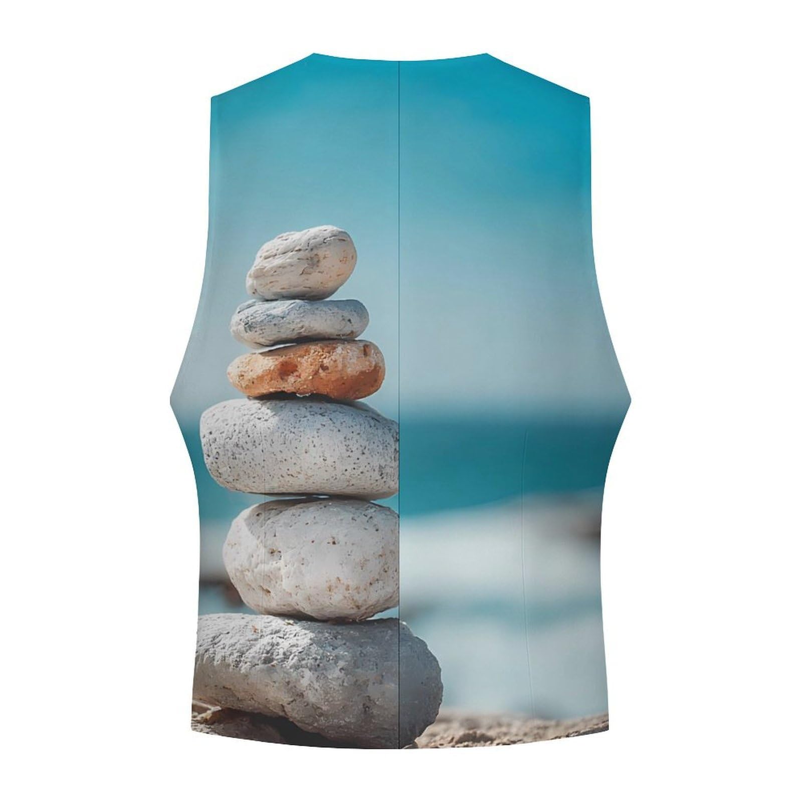 Rock Tower Overlooking Lake, gilet casual da uomo con 2 tasche | Slim Fit Gilet Gilet Business Formale Gemelli Vestito