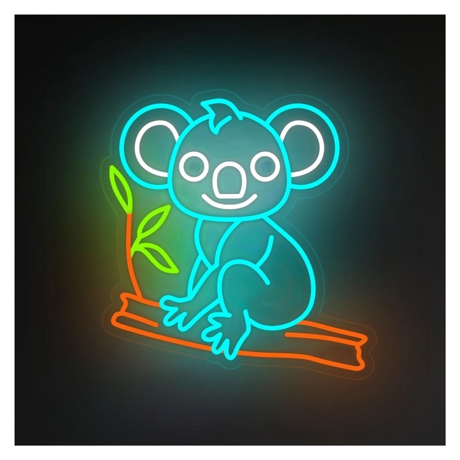 Xenite Ice Blue Koala Hanging Art Neon Signs Koala On A Tree Branch Led Light Neon Sign, Suitable For Home Wall Animal Decor 51Cm