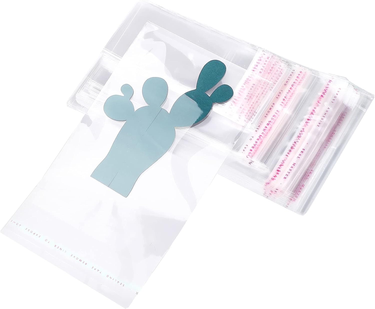 Geyoga 120 Pcs 4 Size Clear Plastic Cello Bag Resealable Self Adhesive Cellophane Bag for Candy Cookies Decorative Wrapper