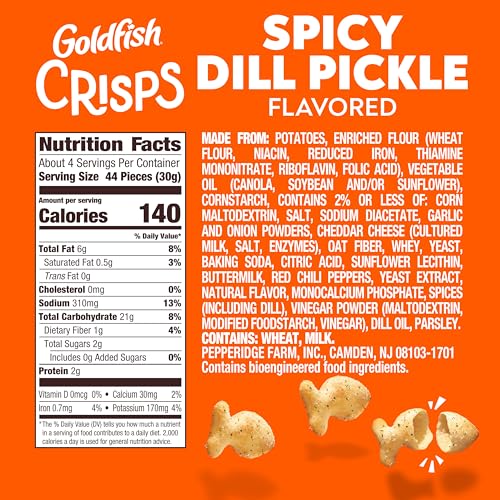 Goldfish Crisps Spicy Dill Pickle Baked Chip Crackers, 4.8 Oz Bag - image 2