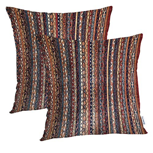 Batmerry Turkish Pillow Covers 18x18 Inch Set of 2, Vintage Persian Oriental Turkish Carpet Pattern Double Sided Square Pillow Cases Pillowcase Sofa Cushion