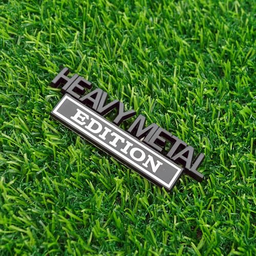 Image of Pair Set Heavy Metal Edition Emblem 3D Fender Badge Decal Sticker Nameplate for Universal Vehicle, Car, Truck, SUV Motorcycle Accessories (Black White)