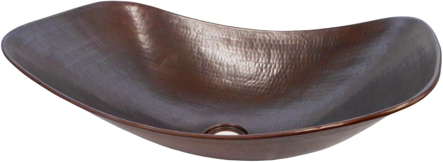 18 Rectangular Copper Sleigh Style Vessel Bathroom Sink