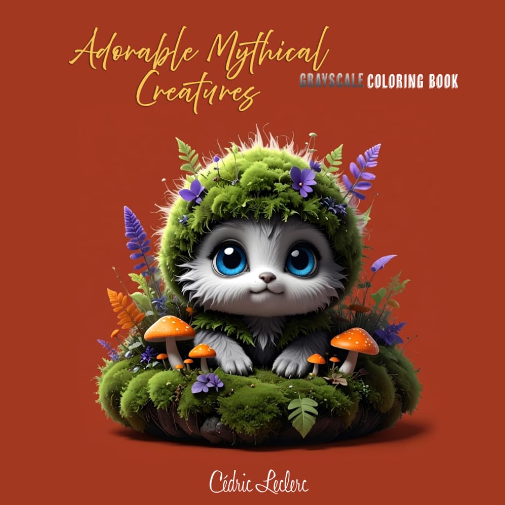 Adorable Mythical Creatures: A Grayscale Coloring Book: 25 Realistic Greyscale Portraits for Adults: A Shaded Coloring Experience for Stress Relief and Mindful Relaxation.