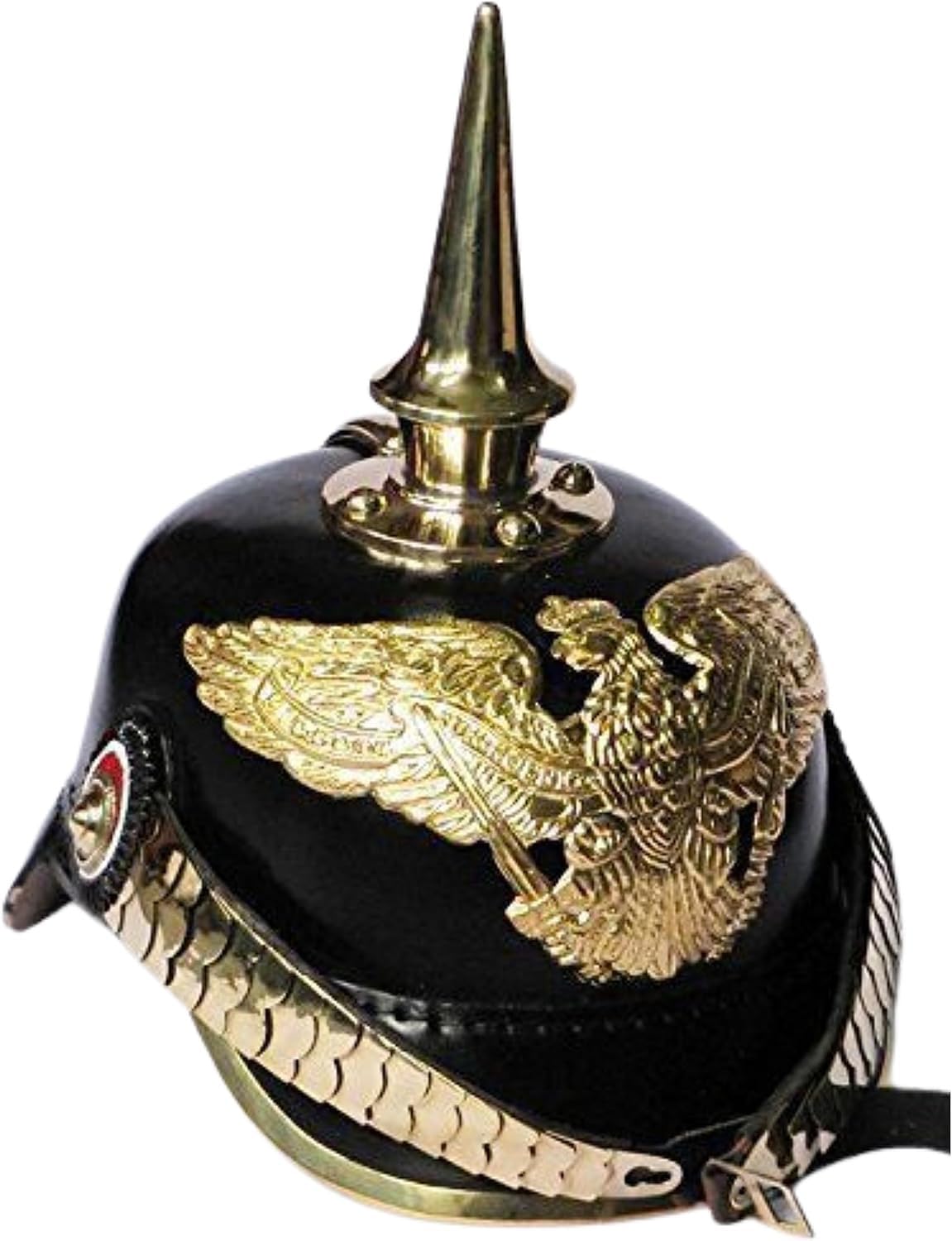 Casco militar alemán Pickelhaube imperial prusiano, siglo XIX, color negro