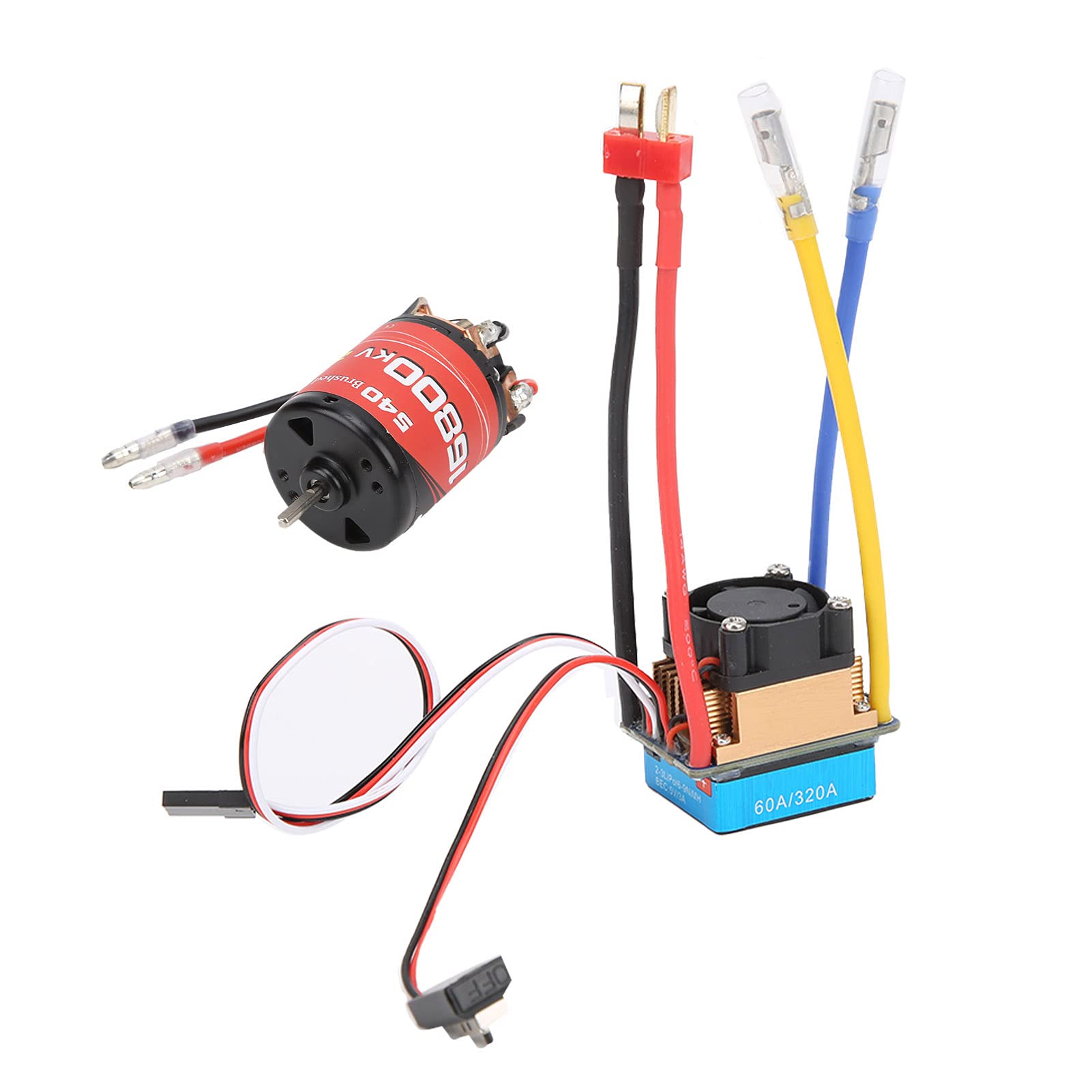 Qcwwy Silnik Bezszczotkowy Brushed ESC z Wbudowanym Wentylatorem i | RC Car HSP HPI Wodoodporny silnik 540 16800KV z dwukierunkową przemysłową hydrauliką naukową 60A, pneumatyką Uszczelki