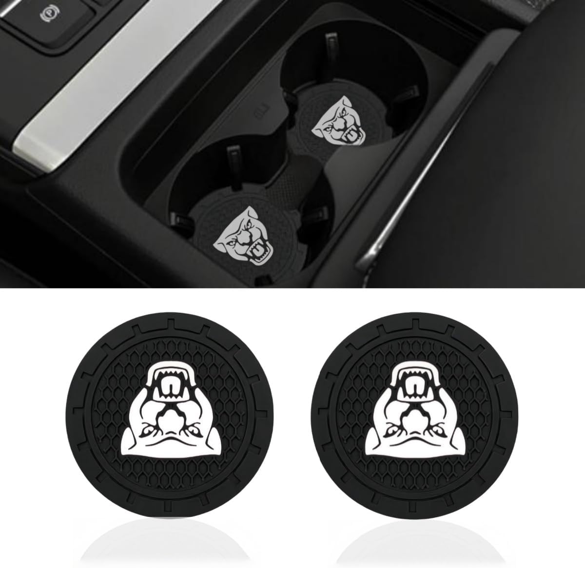 2 Pcs Black car Cup Holder Coaster Compatible with Jaguar XE XEL XF XFL XJ F-PACE F-Type 2.75 Inch Silicone Anti-Slip Fashion car Interior Accessories
