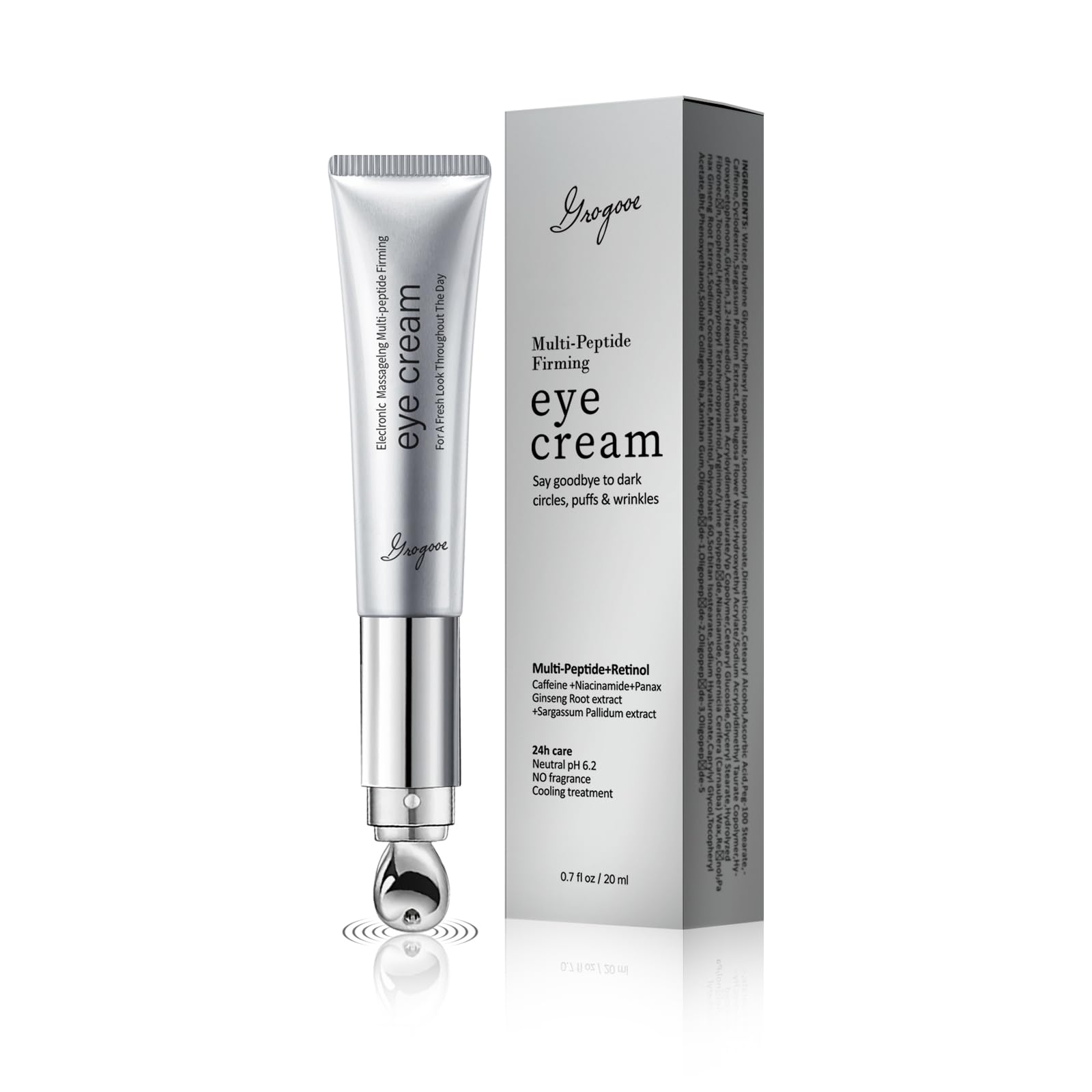 Multi-Peptide & Retinol Eye Cream,Electric Massage Eye Cream With Caffeine,Niacinamide,Vitamin C & for Dark Circles, Puffiness Puffy Bags & Wrinkles ，