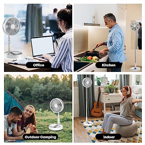 Cepignoly Portable Standing Fan With Remote, 8" Foldable Desk Fan, 7200Mah Quiet Fan Table Fan, Usb Floor Fan, 4 Speeds Timer Telescopic Pedestal Fan For Home Bedroom Office Outdoor Travel Camping #TOP1