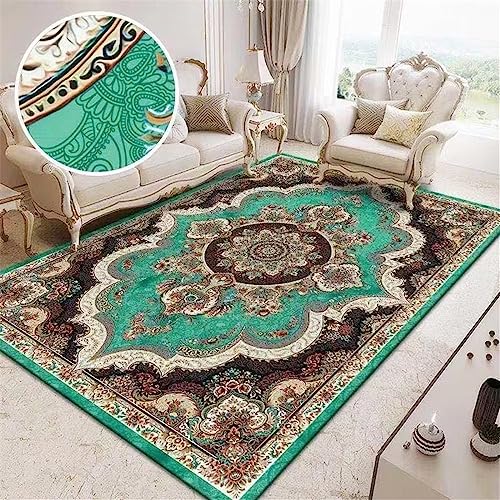 Tapis de chambre fille vert floral géométrique lavable 80x160cm - 2