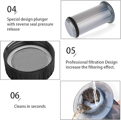 Miniatura 6 de Máquina de prensa de café  Nuevo diseño de mayor capacidad hace rápidamente delicioso café sin amargor  1 a 3 tazas por prensado (máquina de café)