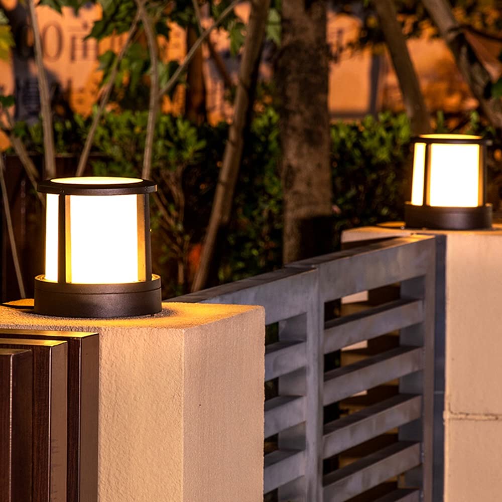 Lampe pilier solaire vintage LED IP55 étanche IP55 en aluminium acrylique simple pour couloir extérieur lumière chaude noire 25/43 cm terrasse patio